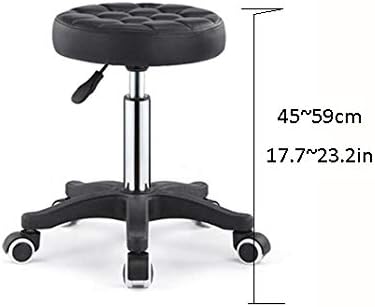 Столче за коса салон со тркала ， уметнички столче прилагодливо со црно синтетичко кожено седиште ， прилагодлива висина 45-59 см ， Поддржана тежина 160 кг ， масажа та?
