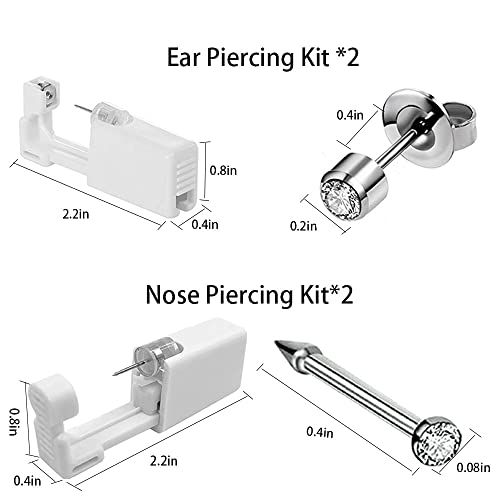 Комплет за пирсинг Hellwang вклучуваат 2 пакувања нос и 2 пакувања за пирсинг на уво, едноставен и безбеден за употреба, одлично за почетници