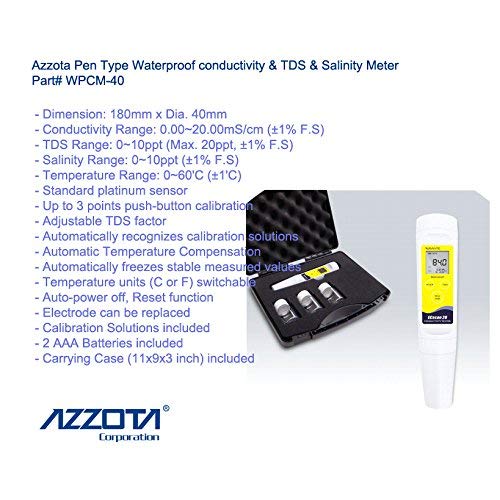 Azzota 3-во-1 WPCM-40 тип на пенкало водоотпорна спроводливост и мерач на соленост и соленост
