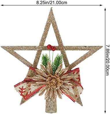 ABOOFAN Елка Врвот Ѕвезда Poinsettia Цвет Новогодишна Елка Украс Сјајот Елка Врвот со Бор Бери Бранч Божиќ Нова Година Топер М