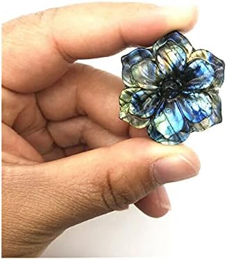 Laaalid xn216 1pc природен лабрадорит баухинија во форма на кристални цветни камења рака врежан кристално лекување декор природни камења