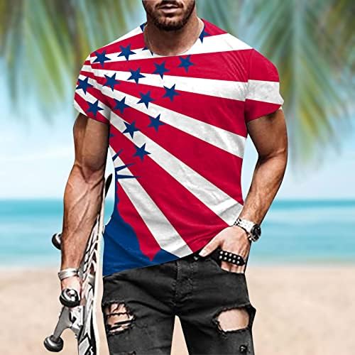ТДОЕНБУТВ Патриотски кошули за мажи маици Американски знаме печатено копче Хавајска кошула големи високи кошули со маици за мажи пакувања