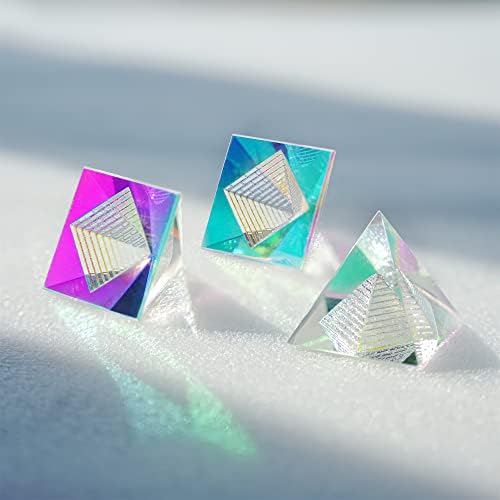 Qfkris 1.5inch Кристал пирамида призма фигура колекционерски колекционери, занаетчиски занаетчиски стакло во боја за домашна уметност