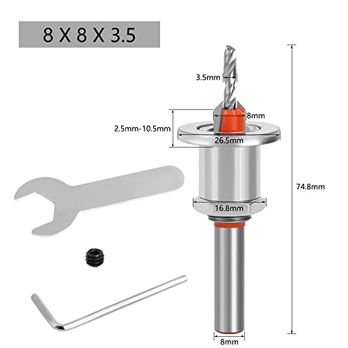 Вилснсун Карбид Падна 90° Countersink Со Прилагодлива Длабочина На Триење, Мултифункционална Тркалезна Дупчалка За Обработка На Дрво, Заострена