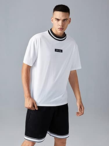 Fdsufdy Облека со две парчиња за мажи мажи, графички контраст, шарени и шорцеви поставени шорцеви