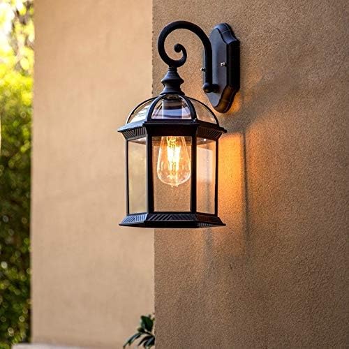 Ylyajy гроздобер wallидна ламба E27 сијалица sconce светлосни тела црни бронзени предводени wallидни светла на отворено тремот куќа