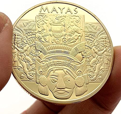 Мексикански Маите Златник Сребрена Монета Странска Комеморативна Монета Сребрена Позлатена Комеморативна Медалјон Легура Позлатен Медалјон
