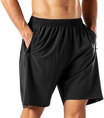 Атлетски шорцеви за мажи Hmiya 7 “Брзо суво тренингот или теретана за теретани кратки со џебови за патенти