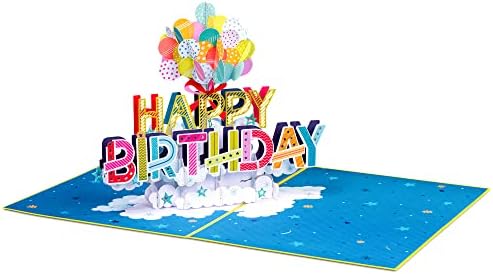 Хартија loveубов hugepop jumbo ја надминуваше картичката за роденден, среќен роденден балони, 10 x 14 - вклучува плик и ознака за белешки