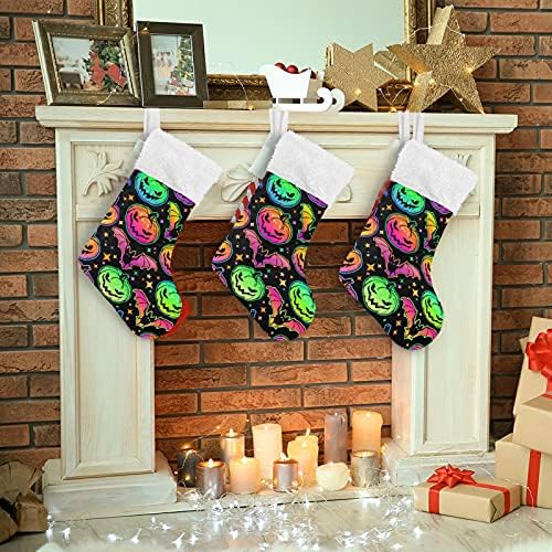 Алаза Божиќни чорапи светло разнобојни тикви Halloween Класични персонализирани големи декорации за порибување за семејни празнични сезони за забави Декор 1 пакет, 17,7