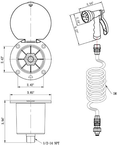 Dura Faucet DF-SA188-BK RV Надворешноста за брзо поврзување со распрскувач, црево, порта и комплет за приклучок за спреј за комунални