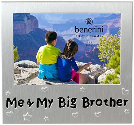 Бенерини „Јас и мојот мал брат“ - Подарок за рамка за слики - 5 x 3,5 - Подарок за алуминиумска сребрена боја за него