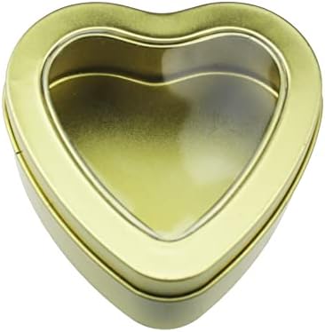8 Парчиња 6,5 мл Празни Златни Метални Лимени Лименки Во Форма на Срце Со Проѕирни Капаци На Прозорци за Правење Свеќи, Бонбони, Подароци