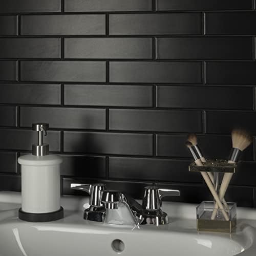 Somertile Metro Soho Matte Matte Black 1-3/4 x 7-3/4 порцелански под и wallидна плочка