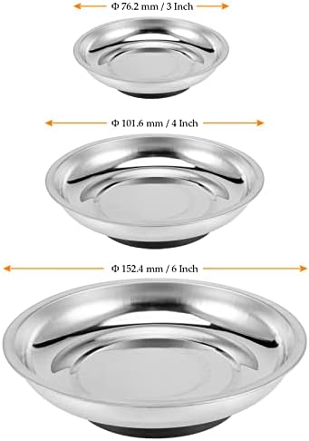 Мукчап 6 Парчиња 3 Големини Комплет Магнетни Чинии, 3 4 6 Тркалезни Држачи За Магнетни Делови Од Нерѓосувачки Челик За Завртки За Навртки