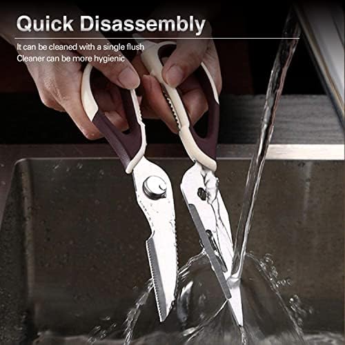 Ножици во кујната, алатката со тешка должност се раздвојуваат кујнски ножици за миење садови безбедни не'рѓосувачки челик остри ножици за готвење за пилешко, лесен