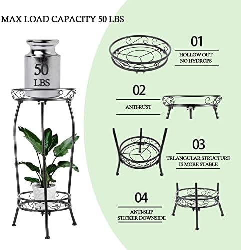 Кавлиум растенија стојат затворени на отворено ， високи црни метални стабилни растителни штандови ， 2 ниво 27,1 инчи повеќекратни растителни