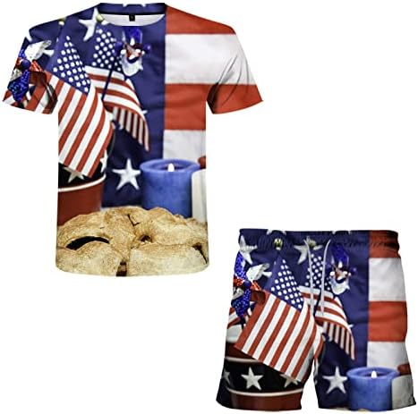 Ден на Меморијал Духен облека за мажи Ден на летни колачиња Американски 3Д сет на знаме Обично мажите за независност печатење мажи костуми