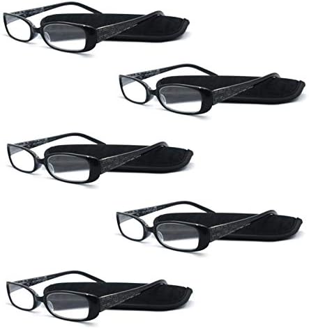 Зум за очи 5 пара дами моден дизајн за читање очила со мека торбичка за жени