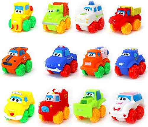 Играчки На биг Мо Бебешки Автомобили - Меки Гумени Играчки Возила За Бебиња И Мали Деца - 12 Парчиња