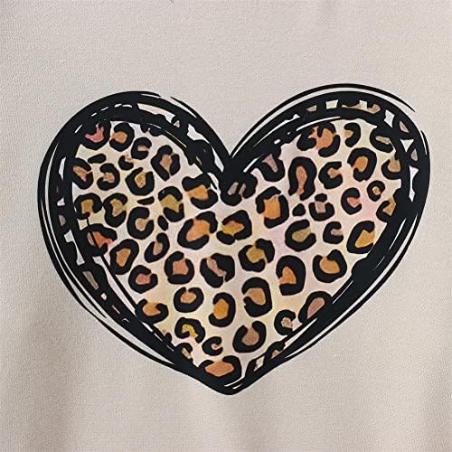 Gliglittr Women Women Day Day Sweatshirt Smecome Leopard Heart Heart Love Graphic Pullover Crewneck Долги ракави за блузи врвови на врвови