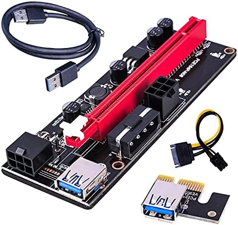 Конектори PCI -E PCIE Riser 009 Express 1x 4x 8x 16x Extender PCI E USB Riser 009S Dual 6PIN адаптер картичка SATA 15Pin за рудар