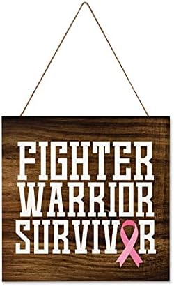 Арогелд борец воин преживеан дрво знак за рак на дојка заздравува лента дрвена плакета дома декоративно виси знак дрвена wallидна уметност