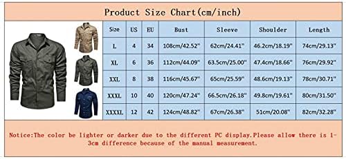 Тактички Кошули За Мажи Долги Ракави Воена Копче Нагоре Предвремена Работа Кошула Со Џебови Големи &засилувач; Високи Тенок Одговара
