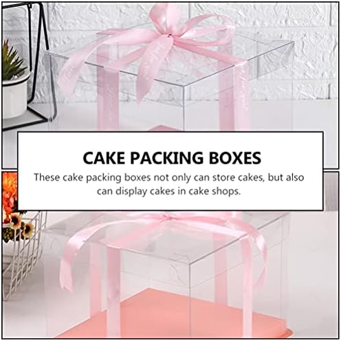 Doitool Јасен Контејнер 5 Комплети Јасна Кутија За Торта, Кутии За Пакување Торта Пластична Кутија За Бонбони Со Капак И Лента