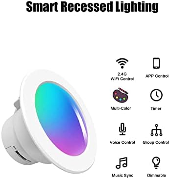 DOGAIN Smart LED Вдлабнато Осветлување 4 Инчи, WI-Fi LED Може Да Светне 10w 920LM ПАМЕТНА Апликација За Осветлување Затемнета Боја Што