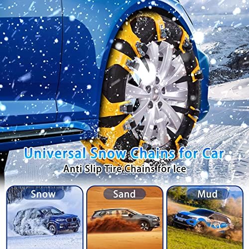 RetOHQP Надградени ланци на гуми, снежни ланци за камиони за пикап SUV CAR, универзални прилагодливи анти-лизгачки ланци, применлива ширина