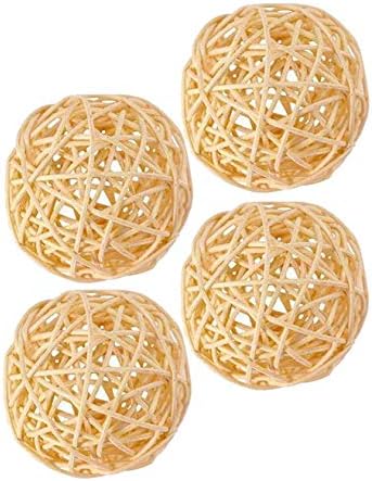 Worldoor 4 парчиња плетени ратан топки Декоративни орбили вазни полнила за занает, забава, Денот на вineубените, декорација