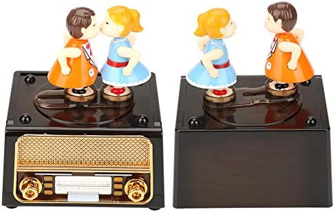 Музичка Кутија, Ретро Радио Форма Со Прекрасни Кукли За Бакнување Музичка Кутија За Складирање Свадба Подарок За Вљубените 17.5¡13.5¡11см