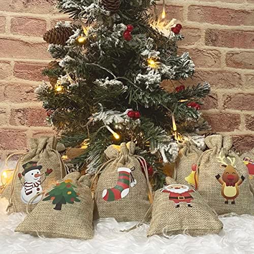 36 Спакувајте Мали Божиќни Торби За Подароци, Мала Торба За Бонбони Со Врвка за Божиќни Чорапи За Чорапи, Торби За Подароци За Божиќни Подароци За Божиќ За Празнични