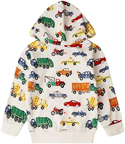 Retsugo Бебе момчиња диносауруси худи момче девојки камиони пуловер со џеб дете момче деца ракета џемпери 2-7 години