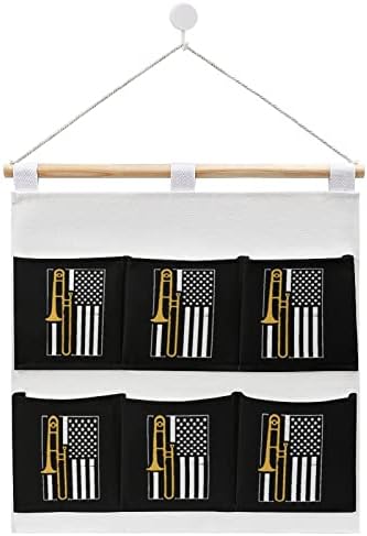 Знаме на сад Тромбонски Ѕид Плакар Виси Торба За Складирање 6 Џебови Лен Памук Над Вратата Организатор Торбички За Спална Соба Бања