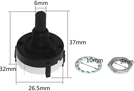 Gruni 100PCS RS26 Пластика 4 Пол 3 Позиција Ротационен лента Прекинувач 2 Пол6 Позиција 1 Пол12 Должина на рачката на положбата 21мм