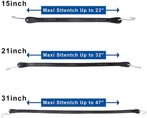Гумани бунџиски жици од Југтен, 21 инчи 10 парчиња црни ленти за банџи со куки тешки на отворено, 32 максимално истегнување 110 килограми оптоварување,