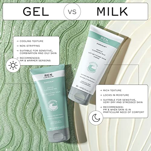 Рен чиста кожа за нега на кожата - Гел за чистење Evercalm - Гел за чистење на лицето за чистење на лицето и мие за чувствителна кожа, 5,1 fl