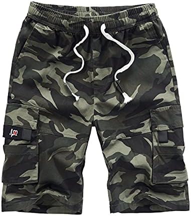 Niuqi Mens Cargo Shorts Solid Color Shartstring Shorts Sharts Elastic Weaist Outdoor Multi-џеб летни кратки салони