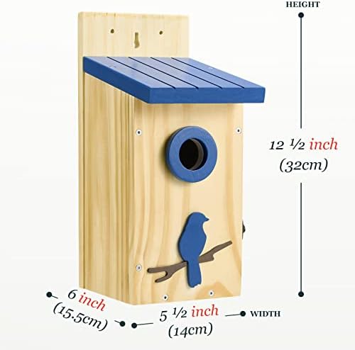 Класична куќа за птици во Кингсард со чувар на стража, Bluebird Wren Chickadee, куќа за гледање, дрвена кутија за гнездење за