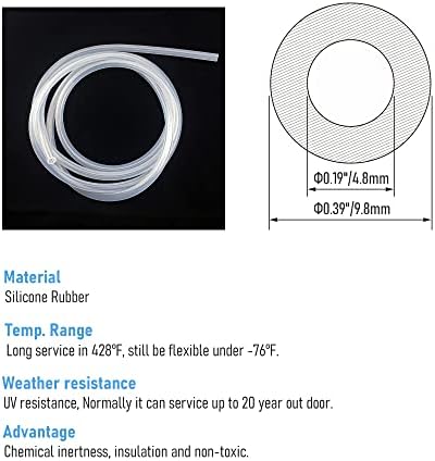 FOCMKEAS Силиконски Цевки 6.56 Стапки/2m Должина 4.8 x 8mm/0.19 x 0.31 Флексибилна Транспарентна Перисталтичка Пумпа Цевка Силиконска