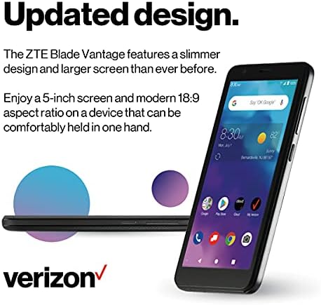 ZTE Z3153V Blade Vantage 2 5,4 паметен телефон, 16 GB складирање, 2 GB RAM меморија, 2 MP предниот 5 MP заден, пита со Android 9, Verizon, Black