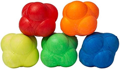 Топки со реакција, 5 -пакувања - црвена, жолта, сина, зелена и портокалова агилност тренери со најлонска торба - шарени гумени алатки