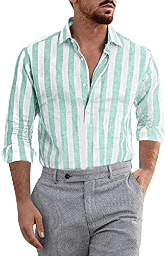 Менс модна лежерна лента за лента за постелнина, долга кошула со долга ракав, врвна маичка за лежерна маичка