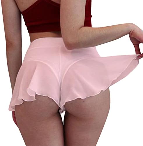 Секси мини високи половини танцувачки шорцеви жени разгалени пол -танцувачки шорцеви топли панталони тесни шорцеви чиста мрежа течна долна