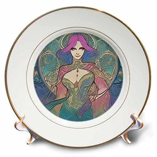 3drose Art Nouveau Woman. Прекрасна фантазија на божица со дар за виолетова коса - плочи