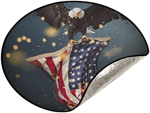 Џиучуан Елка Штанд Мат Водоотпорен Северноамерикански Ќелав Орел Американско Знаме Дрво Мат 28,3 Инчи Елка Кат Заштитник Абсорбента