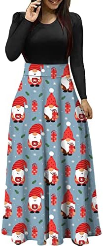 Tifzhadiao Божиќни жени обичен долг фустан, жени Божиќ Дедо Мраз макси фустани со висока половината матурска наметка за свадба гостин