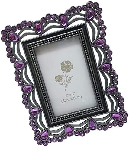 Амосфун 2'''x3 '' Фото рамка Виолетова метална рамка за слика за годишнината од свадбата на мајката Подарок за Денот на мајката